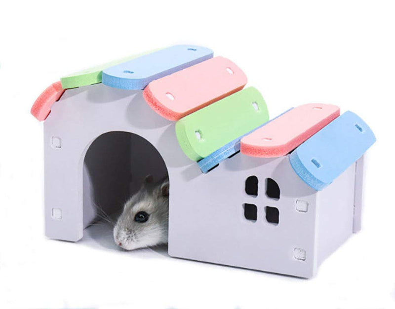 PINVNBY Wooden Hamster Hideout House,Pet Play Bridge Rat Mouse Exercise Toys for Small Animal Habitat (2 Packs) - PawsPlanet Australia