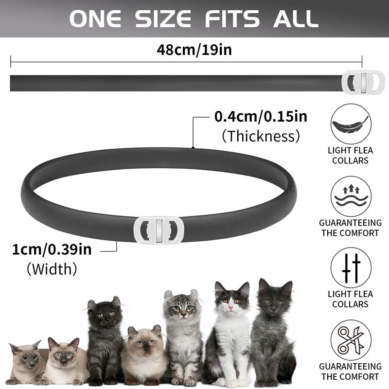 Calming Collar for Cats, Adjustable Calming Collar with Pheromones Cats Waterproof Calming Collar for Cats Anti Stress for 60 Days for Kittens Large Cats Black 2pcs Black-2pcs - PawsPlanet Australia