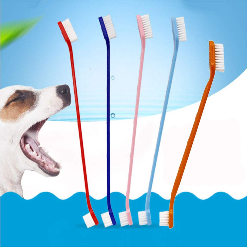 N\A 5 Pcs Pet Toothbrush Dual Headed Long Handle Dog Toothbrushes for Pet Dental Care - PawsPlanet Australia