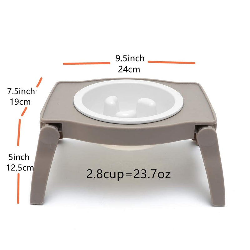 [Australia] - RoyalCare Elevated Pet Bowl Stand for Dogs with Slow Feeder Bowl Premium Foldable Stand Dog Food Water Feeding Bowl, Detachable Anti-Slip Mats Non Skidding No Spill for Indoor & Outdoor one bowl 