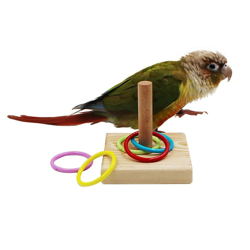 [Australia] - QBLEEV Bird Toys, Bird Trick Tabletop Toys, Training Basketball Stacking Color Ring Toys Sets, Parrot Chew Ball Foraing Toys, Education Play Gym Playground Activity Cage Foot Toys 