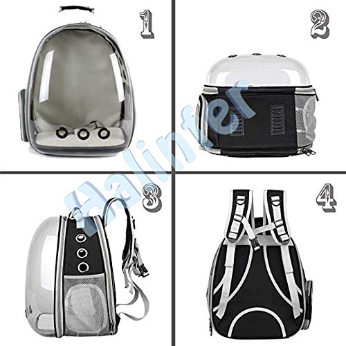 halinfer Back Expandable Cat Backpack, Space Capsule Transparent Pet Carrier for Small Dog, Pet Carrying Hiking Traveling Backpack Black - PawsPlanet Australia