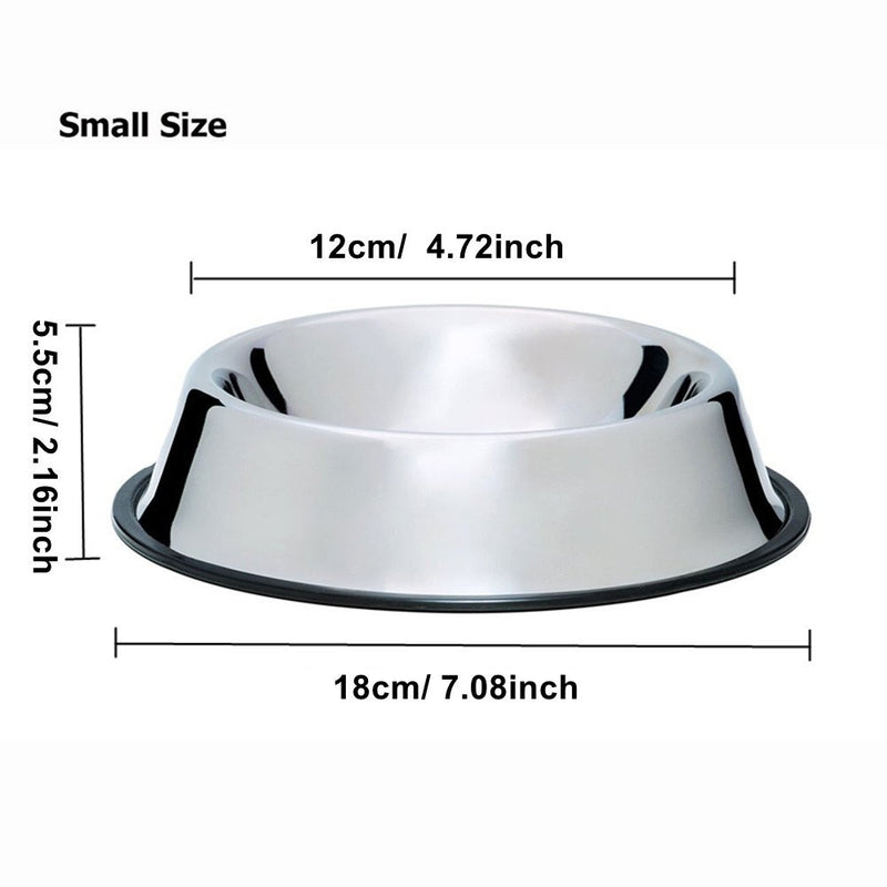 Kuiji Pets Bowls for Cats & Dogs Stainless Steel Non-slip Water Bowl Feeder Bowl Rubber Base (S, Silver) - PawsPlanet Australia