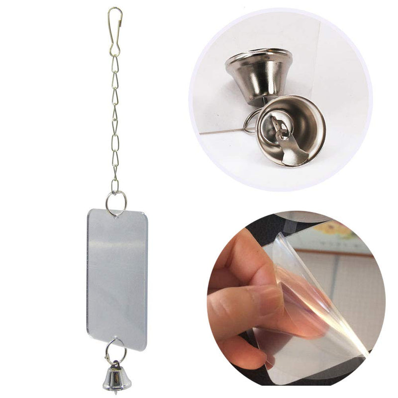 Bird Mirror with Bell,Parrot Cage Toys,Pet Bird Acrylic Mirror with Mirror for Greys Parakeet Cockatoo Cockatiel Conure Lovebirds Canaries Little Macaw African Parrot (3.14''W * 4.72''H) 3.14''W * 4.72''H - PawsPlanet Australia