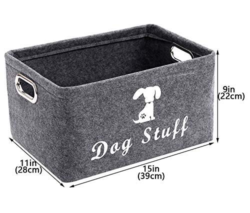 Ctomche Felt Pet Toy and Accessory Storage Bin,Organizer Storage Basket for Pet Toys,Blankets,Leashes and Food,Large Dog Toys Storage Box Gray-dog 39cm L x 28cm W x 22cm H Graydog - PawsPlanet Australia