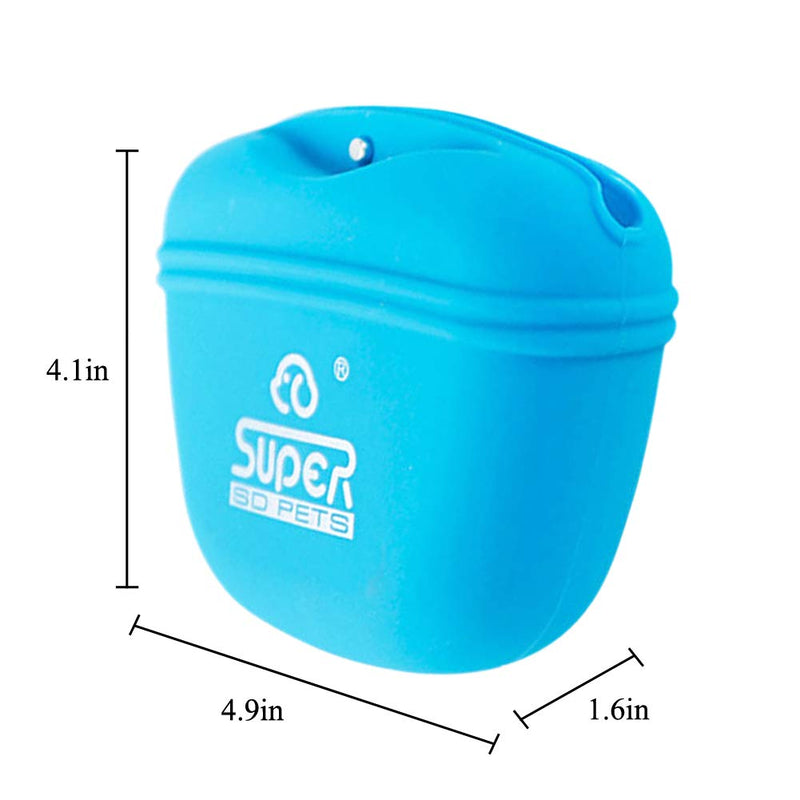 [Australia] - VOOO4CC Outdoor Training Dog Pouch Silicone Dog Food Portable Waist Bag Snack Pocket Blue 