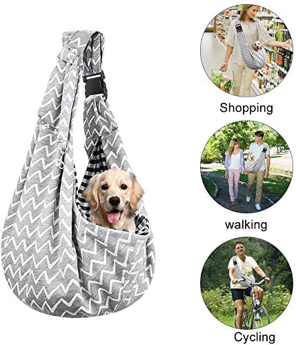 [Australia] - Jekeno Small Dog Sling Cat Carrier Adjustable Strap Hands Free Pet Puppy Travel Bag Backpack for Men Girls White gray 