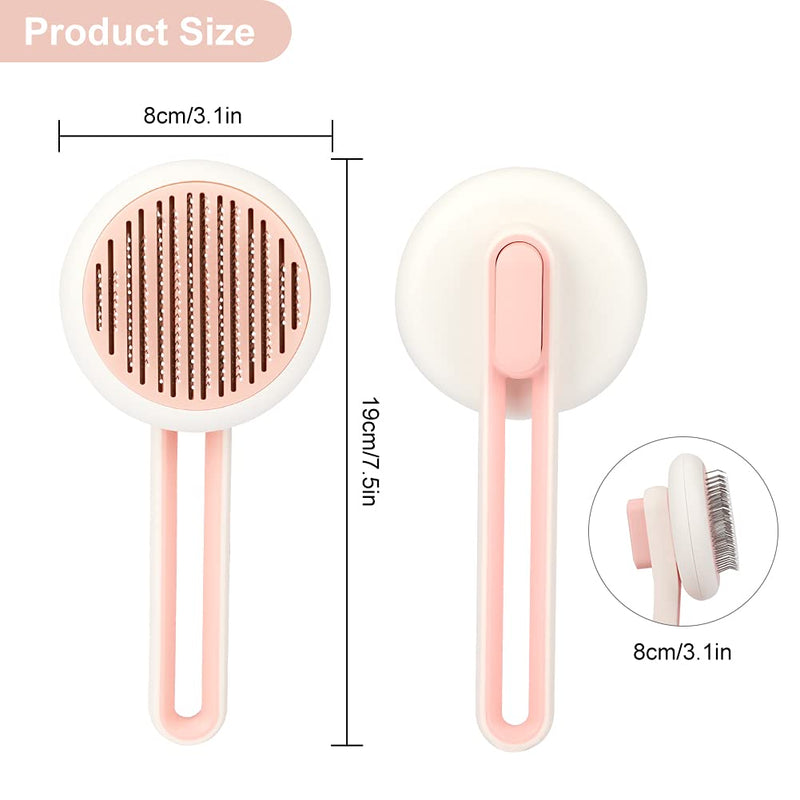 JIELISI Self Cleaning Slicker Brush for Dogs and Cats, Shedding and Grooming Tool for Pets, Cat Dog Brush with Round Tip Massages & Improve Circulation, Removes Loose Undercoat, Hairs, Fur (Pink) - PawsPlanet Australia