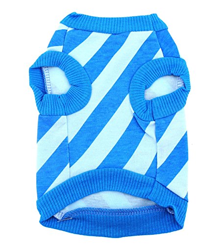 SMALLLEE_LUCKY_STORE Stripe Shirt for Small Dogs, Large, Blue Medium - PawsPlanet Australia