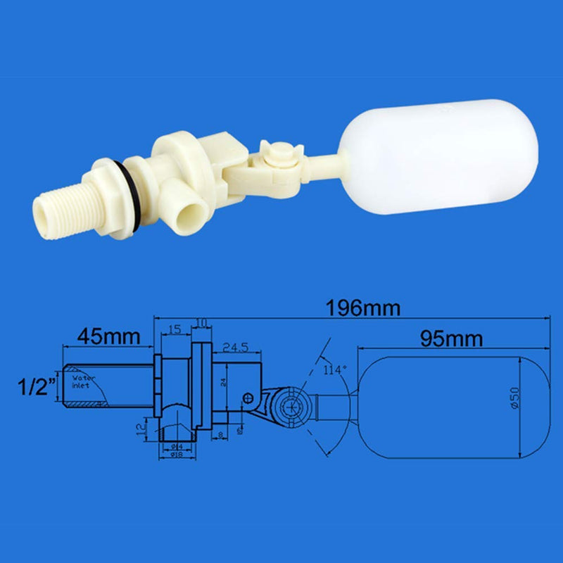 2 Pcs Automatic Waterer Bowl Float Ball Valve Shut Off 1/2", Automatic Fill Water Feed Trough Tank Humidifier for Horse Cattle Goat Sheep Pig Dog Feed Farm Supplies Livestock Tool - PawsPlanet Australia
