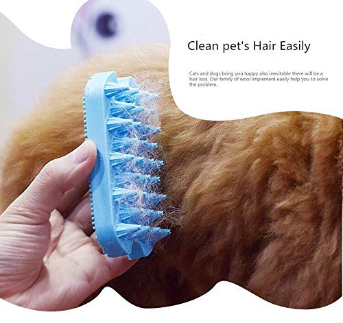 [Australia] - Dog & Cat Brush for Short to Medium Hair Non Metal Grooming and Deshedding Soft Silicone Brush Gently Removes Loose Hair Blue 