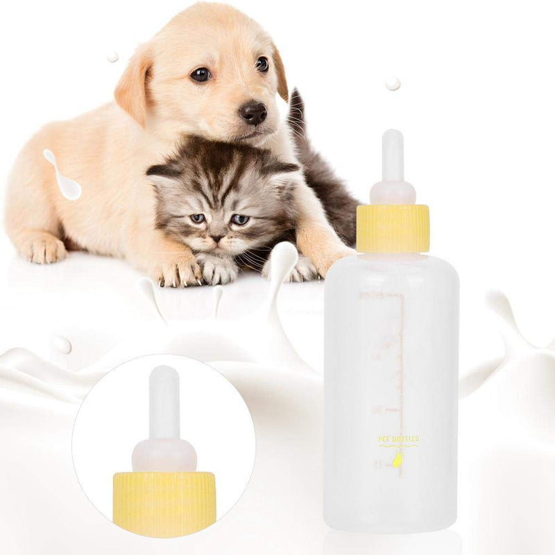 6PCS/ Set Pet Puppy Kitten Feeding Bottle Small Dog Cat Milk Nursing Care Kit Liquid Feeding Supplies 60ml with Replacement Nipples(Yellow) Yellow - PawsPlanet Australia