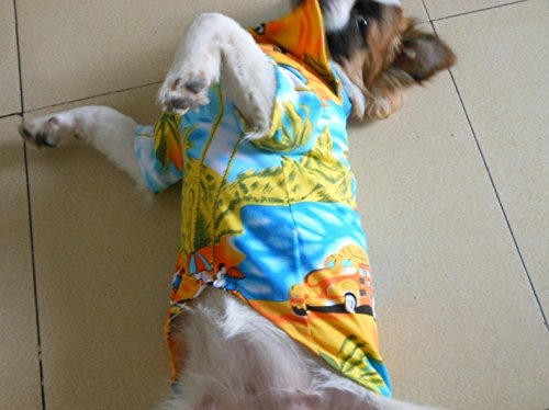 [Australia] - Tangpan Hawaiian Beach Coconut Tree Print Dog Shirt Summer Camp Shirt Clothes M-14# Yellow 