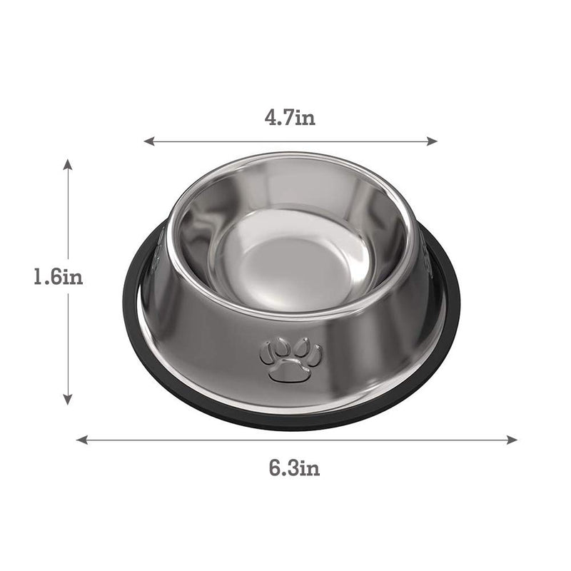 [Australia] - WANTKA Cat Bowl Dog Bowl Pet Stainless Steel Cat Food Water Bowl Non-Slip Rubber Base for Small Dogs Cats Animals Sliver 