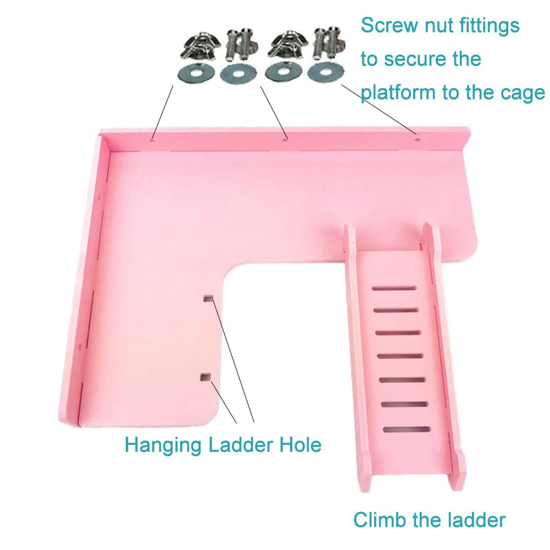 TeTupGa Hamster Ladder Platform Toy Rats Bird Playground Birdcage Perch Climbing Toys for Guinea Pig Gerbil (Pink) Pink - PawsPlanet Australia