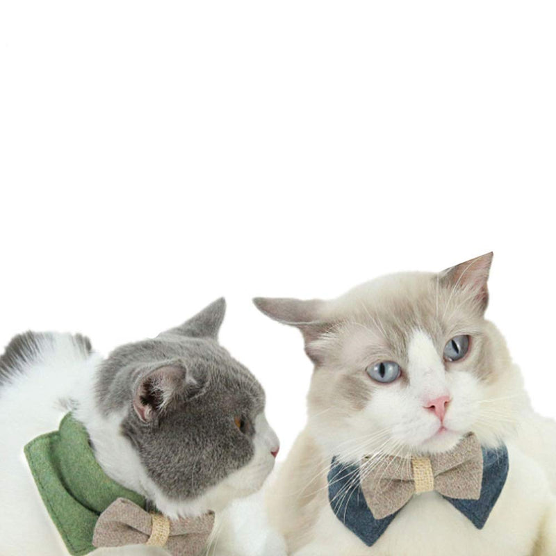 2 Pcs Felt-Cloth Pet Collar Cat Collar Soft Leather Pets Kitten Collars Adjustable Breakaway Safety Buckl - PawsPlanet Australia