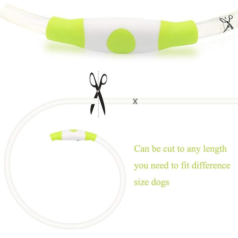 [Australia] - USB Rechargeable LED Dog Collar - Glowing Pet Collar for Dogs, Light Up Doggy Collars Keep Your Dogs Be Seen& Be Safe Adjustable Size Flashing Collars Green 