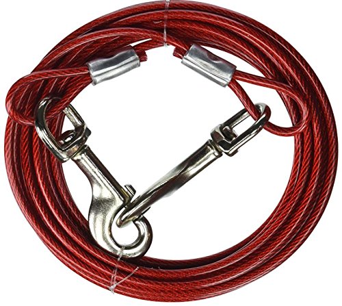 [Australia] - 20 Feet Long Dog Leash - Heavy-Duty Tie-Out Chain Cable Suitable For Dogs Up To 60lbs - Dog House, Dog Training, Pet Supplies, & Accessories, Chrome Plated Anti Rust Stake (20 FOOT Dog Tie-Out cable) 
