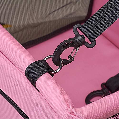 XianghuangTechnology Pet Car Booster Seat for Dog Cat Portable and Breathable Bag with Seat Belt Dog Carrier Safety Stable for Travel, with Safety Leash and Zipper Storage Pocket (Pink) Pink - PawsPlanet Australia