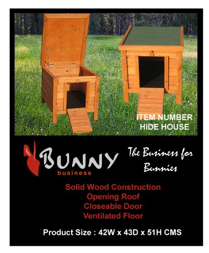 Bunny Business Rabbit/ Guinea Pig Hide House/ Run Hutch, 42 × 43 × 51 cm - PawsPlanet Australia