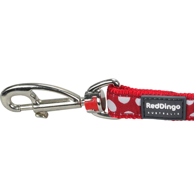 Red Dingo Designer Dog Lead, White Spots on Red (25mm x 1.2m) L - PawsPlanet Australia