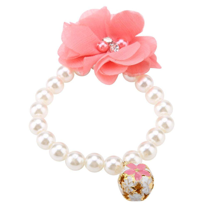 Ichiias Dog Collar Pearl Flower Elastic Necklace for Puppy Jewelry Accessory(Pink) Pink - PawsPlanet Australia