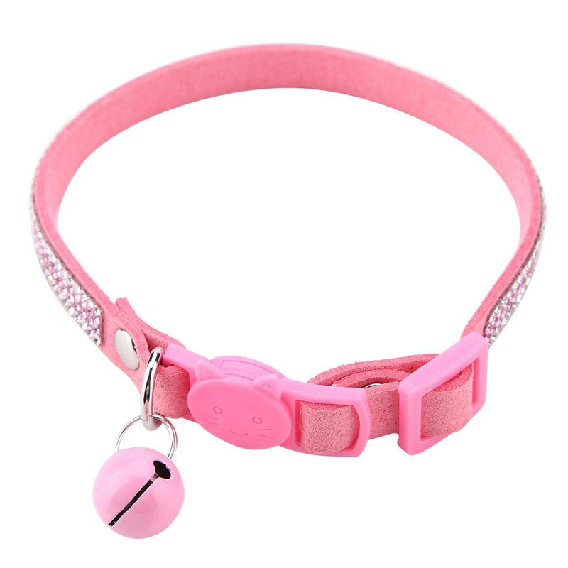 HEEPDD Cat Collars, Colorful Adjustable Buckle PU Leather Necklace Necktie Quick Release Safety Kitten Collar with Bells for Daily Party Photoshot (S-Pink) S Pink - PawsPlanet Australia