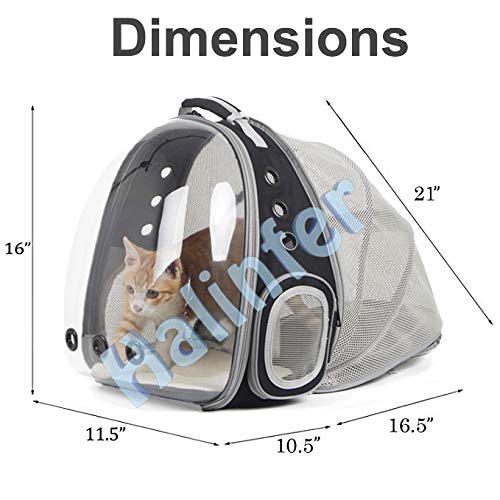 halinfer Back Expandable Cat Backpack, Space Capsule Transparent Pet Carrier for Small Dog, Pet Carrying Hiking Traveling Backpack Black - PawsPlanet Australia