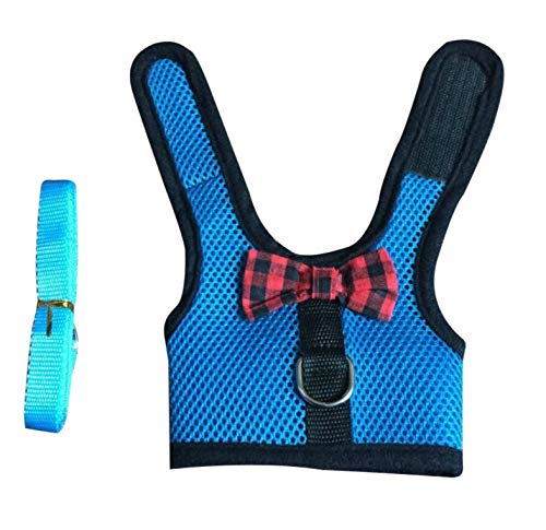 [Australia] - sonicbee Multipurpose Rabbits Hamster Vest Harness with Leash Bunny Mesh Chest Strap Harnesses Ferret Guinea Pig Small Animals Pet Accessories L:Neck 11.38-13.96"，Chest 13.78-15.75" Blue 