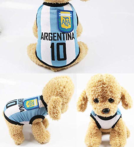 Hididi Pet T-Shirt, Dog Summer Apparel Puppy Pet Clothes for Dogs Cute Soft Vest Football Team (S 9.8" L, Argentina) S 9.8" L - PawsPlanet Australia