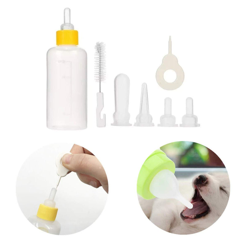 7 Pcs Cat Nursing Bottle 60ml Pet Feeding Bottle with Replacement Nipples and Cleaning Brushes for Pet Puppy Cat Kitten Rabbit - PawsPlanet Australia