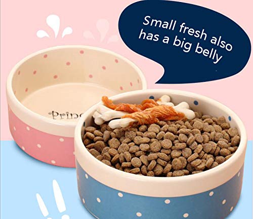 [Australia] - HCDD Ceramic Cat Bowl,Alphabet Bowl,Pet Supplies,Blue,Pink,Height 2.36 in,Caliber 6.49 in,Weighs About 450g. blue 