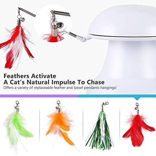 [Australia] - 2020 New Upgraded Cat Laser Toy Cat Toys Interactive 2 in 1 Automatic Cat Toy Moving Feather Toy Cat Interactive Toys Auto Rotating Light Multiple Feather Hangings 3 Ways to Play 