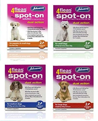 JOHNSON'S 4 Fleas Spot On Dog Dual Action Kills Fleas Flea Larvae Biting Lice (Small Dogs 4kg - 10kg) Small Dogs 4kg - 10kg - PawsPlanet Australia