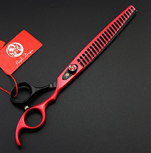 [Australia] - Purple Dragon 8.0 inch Professional Pet Grooming Scissors - Dog Chunker Shears - Adult Animal Thinning Hair Shears for Pet Groomer or Family DIY Red 