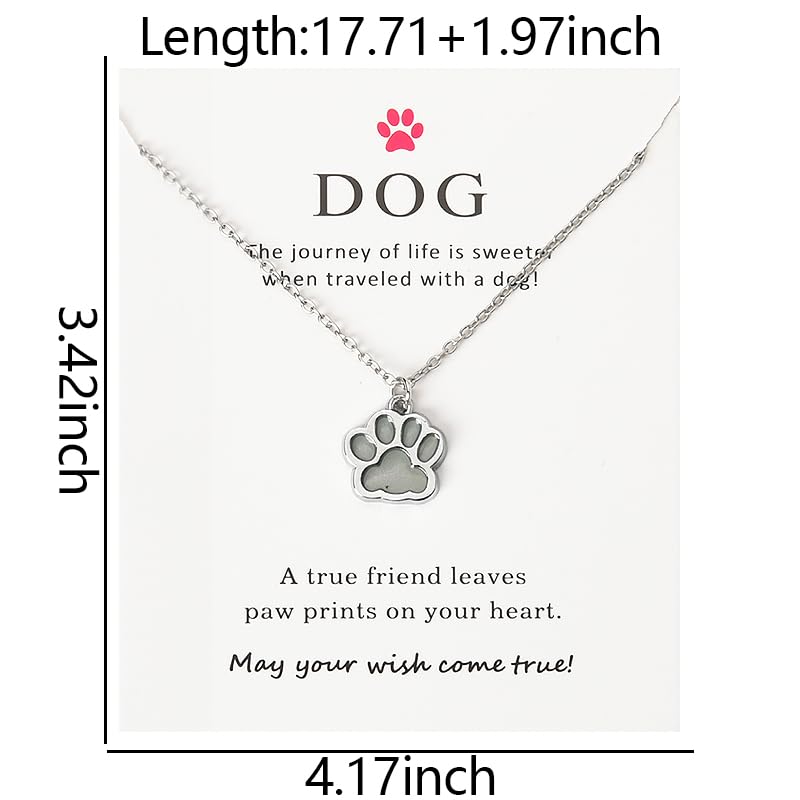 yaozeio Dog Paw Print Necklace for Women Men Pet Memorial Gifts for Dog Pet Lover Gifts for Friends Daughter Mom Loss of Dog Sympathy Gift Necklace Glowing Dog Paw Necklace for Dog Pet Owners - PawsPlanet Australia