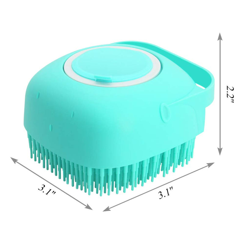 NganSuRong Pet Dog Bath Brush Pet SPA Massage Rubber Comb Soft Silicone Puppy Cats Shower Hair Fur Grooming Cleaning Scrubber With Shampoo Soap Storage (Blue) - PawsPlanet Australia