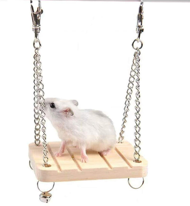 Wonninek Hamster Hanging Toy, 3 pcs Hanging Cage Toy Set with Wooden Climbing Ladder, Hammock Swing and Nest Tunnel, Small Animal Chew Toys for Guinea Pigs Chinchilla Hamster - PawsPlanet Australia