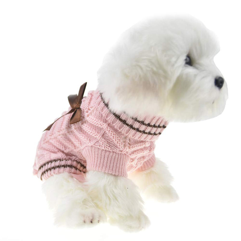 [Australia] - MUYAOPET Pink Small Dog Sweaters Winter Warm Dog Shirt Knitted Clothes for Dachshund Bulldog Corgi M 
