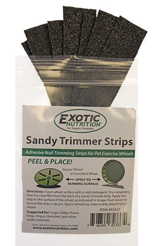 [Australia] - Exotic Nutrition Sandy Trimmer Strips (Small) (8 Strips) - Adhesive Nail Trimming Strips for Pet Exercise Wheels - Ideal for Sugar Gliders, Prairie Dogs, Degus, Squirrels, Chinchillas 