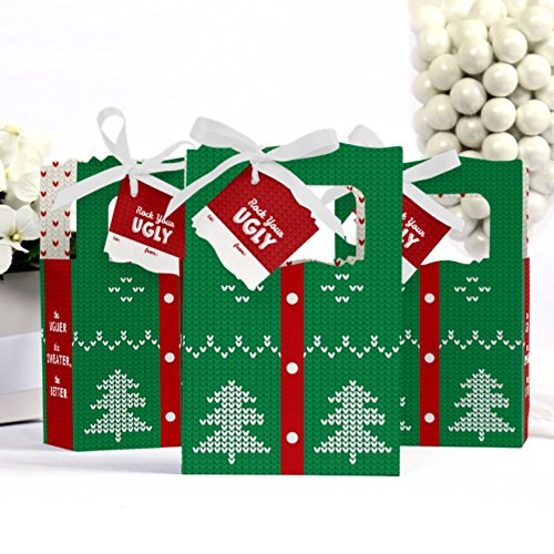 Big Dot of Happiness Ugly Sweater - Holiday and Christmas Party Favor Boxes Gift Bag - 12 Count - PawsPlanet Australia