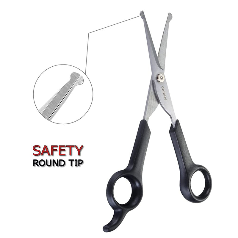 Chibuy Professional Pet Grooming Scissors with Round Tip Stainless Steel Dog Eye Cutter for Dogs and Cats, Professional Grooming Tool, Size 6.70" x 2.6" x 0.43" 1. Grey - PawsPlanet Australia