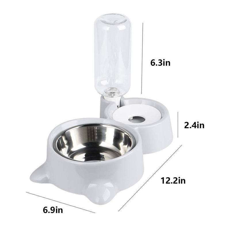 [Australia] - Anyifan Cat Dog Feeder Automatic Water Bowl and Food Bowl Set, Dogs Cats Stainless Steel Feeder Bowl and Automatic Gravity Water Dispenser Double Pet Bowls Bottle for Small or Medium Size Dogs Cats Gray 