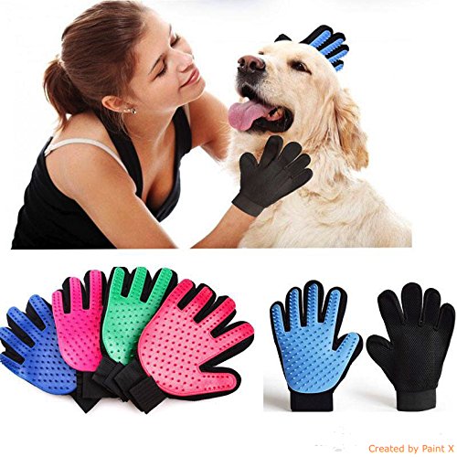 [Australia] - Playton Pet Grooming Glove - Premium deshedding Hair Removal Mitt-Perfect for Dogs, Cats, Horses, and Other Pets. Great for Long and Short Fur. blue 