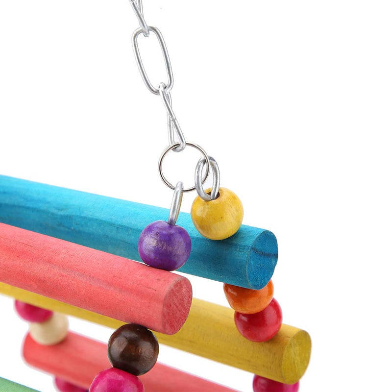 [Australia] - Wood Parrot Swing Ladder Colorful Triangle Bird Hammock Bird Chew Bite Toys Bird Cage Climbing Hanging Toys Wooden Stand Perches with 4 Bells 