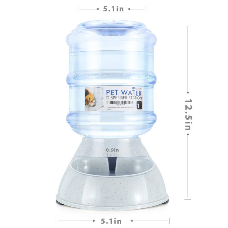 [Australia] - Flexzion Pet Water Dispenser Station - Replenish Pet Waterer for Dog Cat Animal Automatic Gravity Water Drinking Fountain Bottle Bowl Dish Stand 1 Gallon Waterer, Gray 