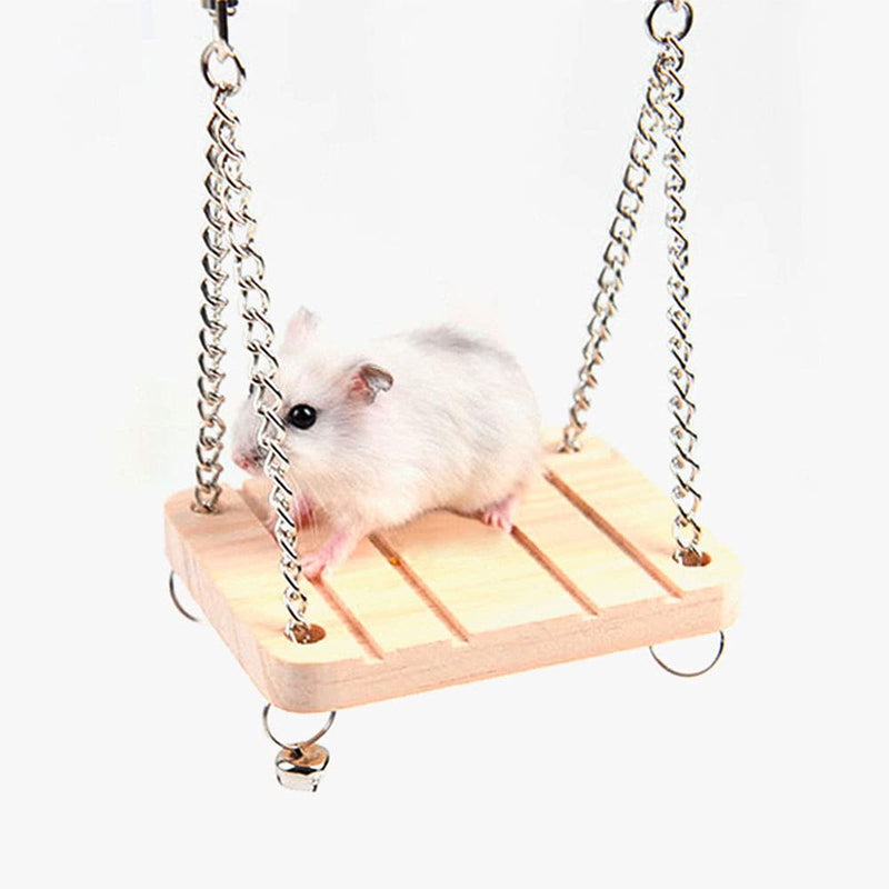 ANCLLO Wooden Hamster Swing Hanging Accessories for Squirrel Gerbils Mice Rats - PawsPlanet Australia