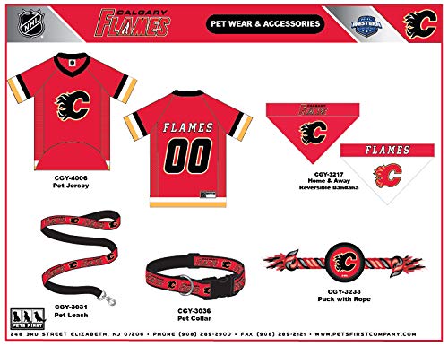 [Australia] - Pets First NHL Calgary Flames Collar for Dogs & Cats, Medium. - Adjustable, Cute & Stylish! The Ultimate Hockey Fan Collar! 