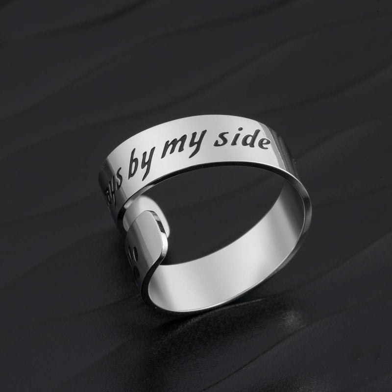 [Australia] - Raysunfook Once by My Side Forever in My Heart Pet Sympathy Gift Bracelet Pet Remembrance Jewelry Dog Memorial Cuff Loss of Pet Gifts RING - Always by my side 