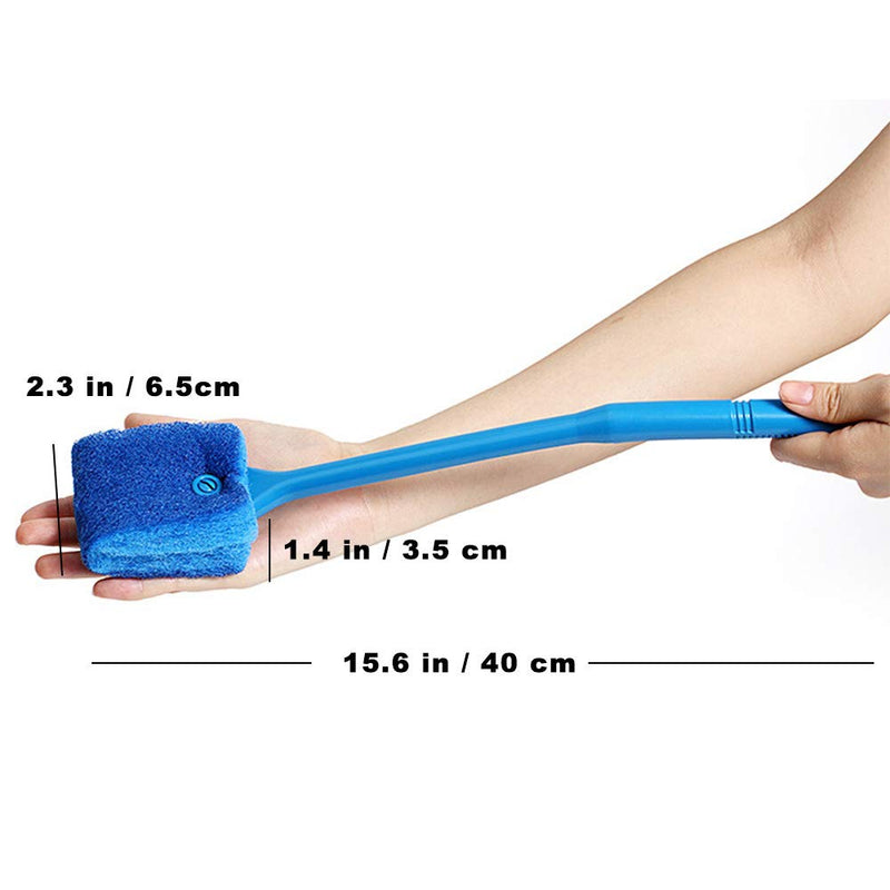 3 PCS Double-Sided Aquarium Fish Tank Algae Cleaning Brush with Non-Slip Handle, Sponge Scrubber Cleaner for Glass Aquariums and Home Kitchen Blue - PawsPlanet Australia
